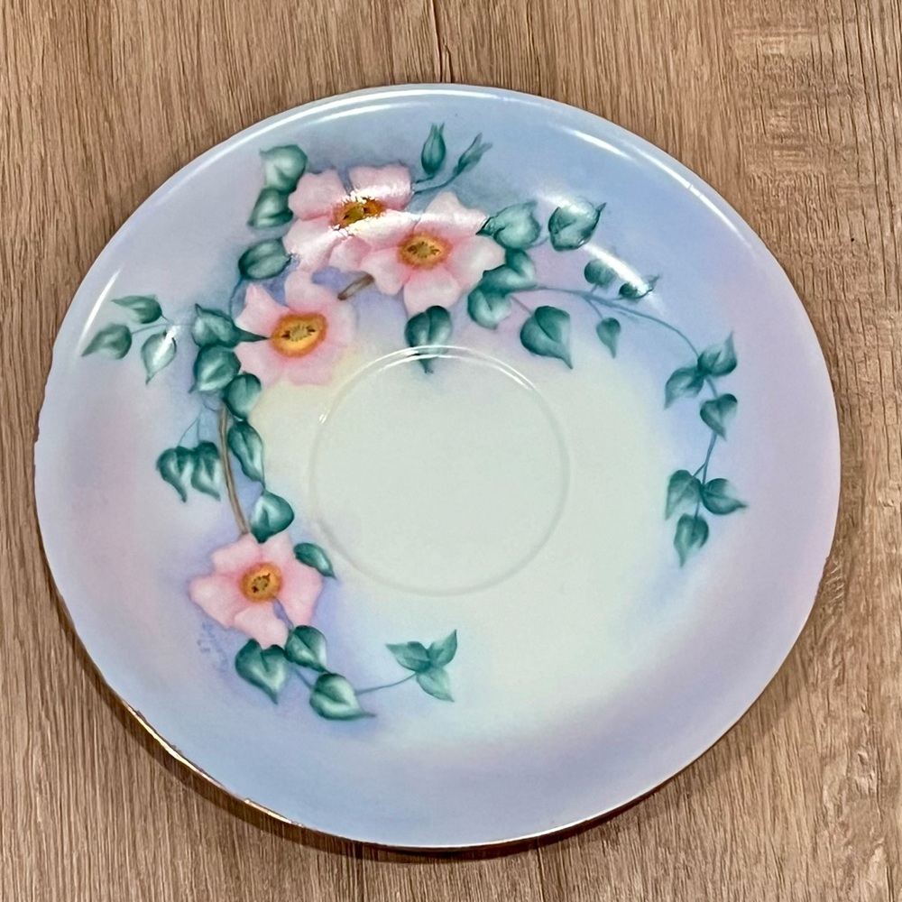 Vintage Germany? France? Hand Painted Saucer Plate 5.75” Signed By Artist 1968